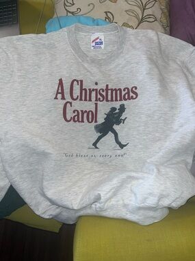 Vintage Christmas Carol Graphic Sweatshirt - Heirloom Grey with Burgundy Text